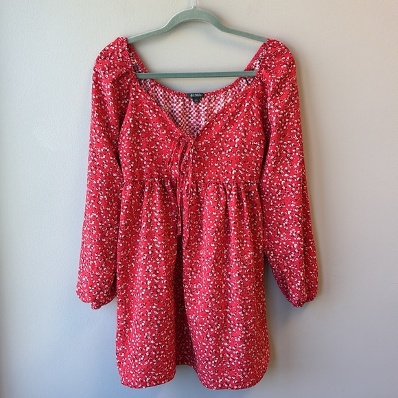 Wild Fable Red Floral Long Sleeve Dress tunic XS - Picture 1 of 7